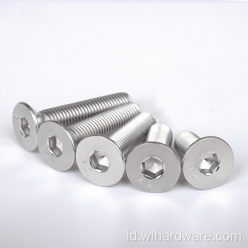 Kepala datar A4-80 countersunk hex socket head screw